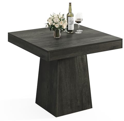 Tribesigns Dining Table for 4, 80cm Square Kitchen Table, Small Dinner Table with Sturdy Pedestal Base, for Home Dining Room, Living Room, Kitchen, Grey