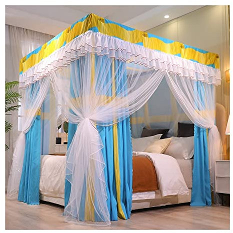 SIAMZYWV Moskitonetz für 1,8 m/6 Fuß großes Bett, Betthimmel mit 4-Stangen-Unterstützung, Geburtstagsgeschenk für Mädchen (Farbe: Stil 3, Größe: 1,8 x 2 x 2 m)