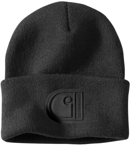 Carhartt Stickad mössa med manschettmönster, C-lapp, herr, Svart, one size