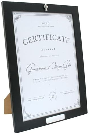 Corkscrew A4 Black Photo Frame With Personalised Engraving Plaque 573