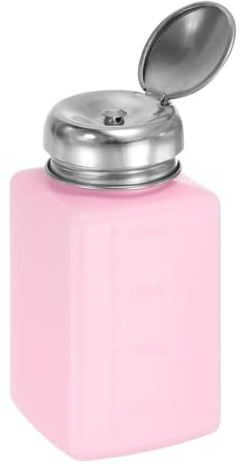 QUARKZMAN Lösungsmittel-Alkohol-Spender 200ml (6,7oz) Druckflüssigkeits-Spenderpumpe mit abdichtendem Edelstahldeckel für Aceton-Reiniger Nagellackentferner, Pink
