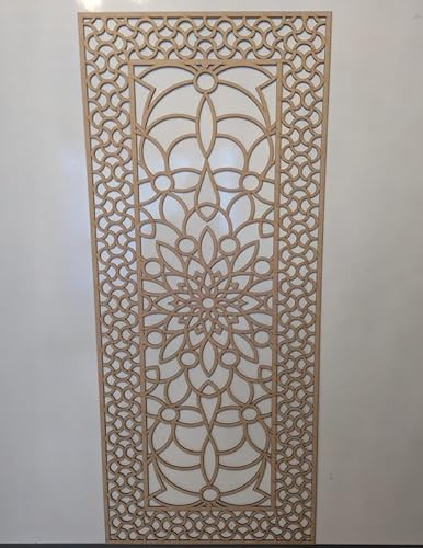 Panneau décoratif en bois - Cloison murale - Grille de radiateur - Décoration de meubles - Découpe au laser - Panneau MDF de 3 mm d'épaisseur - Dimensions : 1200 x 515 mm - Motif (024C) - Fabriqué au