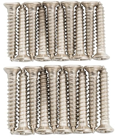 Musiclily Ultra M2,6x16/18mm Humbucker Rahmenschrauben Nickel 20er Set | Metrisch,Edelstahl, Phillips Flachkopf Senkkopf,für E-Gitarre