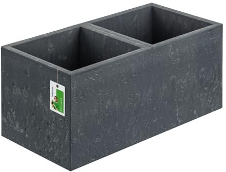 Blumentopf 26,2l Industry-Design Blumenkasten - 580 x 290 x 285 mm - Moderner Blumenkübel mit Zwei Kammern Pflanzkübel Beton-Optik, Marengo