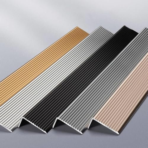 Treppenkantenprofil aus Aluminium, L-förmig, rutschfest, für Innen- und Außenbereich, Schwarz, 100 x 30 mm, 3 Stück