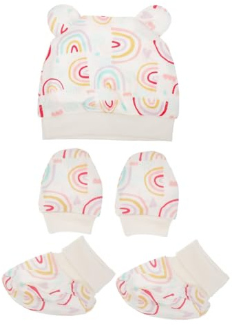 VANZACK Mütze Handschuhe mit Kratzschutzhandschuhe für Neugeborene und Baumwollmütze Geeignet für Jungen und Mädchen Schützt vor Wind und Insektenstichen