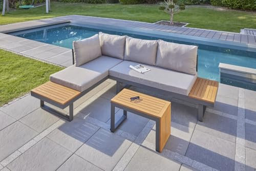 Primaster Gartenmöbel-Set Sungardo Teakholz Garten Eckbank Lounge Set Sitzgruppe