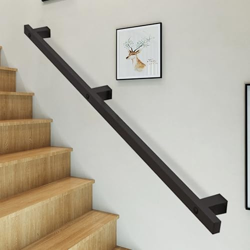 Moderno corrimano per scale – Design durevole in ferro battuto per gradini interni ed esterni, montaggio a parete per stabilità