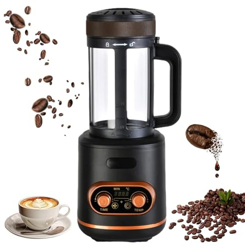 WhAeoy Electric Coffee Roaster Machine, 2400W Automatic Coffee Roasters with Adjustable Temperature/Time, Transparent Chamber, for Home, Cafe, Office, and Small Commercial Use,Black
