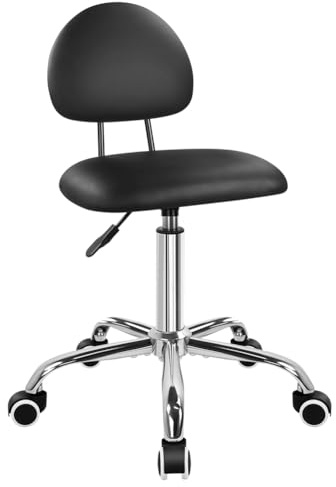 FURWOO Office Chair with Back Modern Minimalist Style 360 Swivel Stool with Wheels for Home Office Work Vanity Spa Shop Black