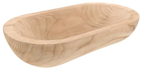 HIAKDOFT Cuenco Decorativo De Madera Rústico para Mesa Cuenco Artesanal Tallado Mano para Decoración Hogar y Centro De Mesa Campestre