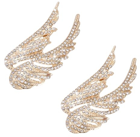 WADORN Lot de 2 broches en alliage et strass en forme d'ailes de cristal pour fête de mariage, costume, bijoux de Noël, d'anniversaire, cadeau pour homme et femme, 2.3x4.9cm, Métal