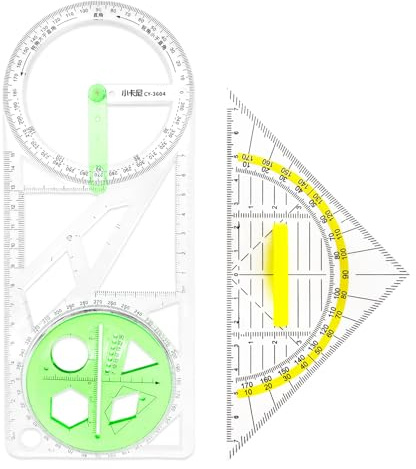 Geodreieck Mit Griff Multifunktional Geometrielineal Große - Parabel Lineal, Mathematisches Zeichenlineal, Mit Winkel Als Winkelmesser, Zeichenwerkzeuge für Schule, Zeichnen und Modellieren (2 Stück)