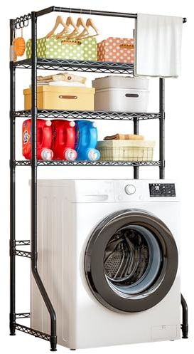KZOBYD Estantería para lavadora, estante de metal de 3 niveles sobre la lavadora, estante de inodoro con toallero y estante ajustable, estante de baño para cuarto de baño, 78 x 50 x 197 cm