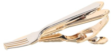 BESPORTBLE Fermacravatta Uomo Personalizzato Design Unico a Forma di Forchetta e Coltello in Rame, Clip per Cravatte da Uomo per Matrimoni e Cene Sicura