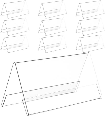 Ciieeo Lot de 10 Porte-plaque Nominative de Bureau en Acrylique Transparent, Format Petit 120 X 60 Mm, Double Face, Supports de Table pour Affichage Clair des Places Assises en Réunion