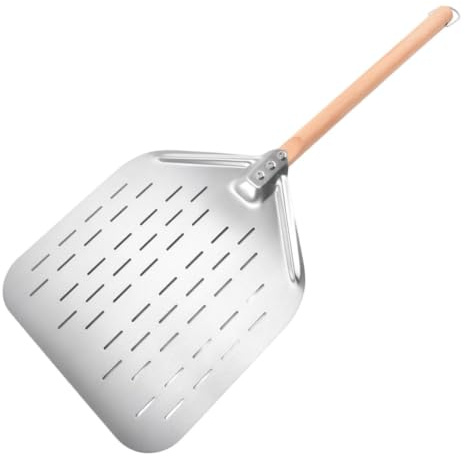 Hogvinnatil per Pizza | 30 cm Acciaio Forato Girandola | con Manico in Legno Pala Rotante - per Cottura in Cucina, Torte, Griglia, Famiglia, Esterni, Impasto e Pane