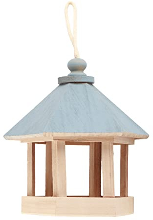 Kukyller Nichoirs à Oiseaux pour l'extérieur, nid d'oiseau bourdonnant en Bois, récipient de Nourriture en Forme de Maison en Bois avec Corde de Suspension pour Jardin et Parc 7,9