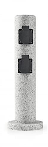 Steckdosenverteiler Außen 40,5cm hoch Steinoptik IP44 wetterfeste Energiesäule Outdoor Garten Terrasse
