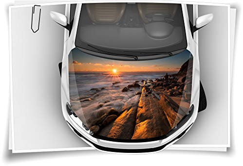 Motorhaube Auto-Aufkleber Felsen Wolken Dämmerung Meer Sonne Steinschlag-Schutz-Folie Airbrush Tuning am1a3470