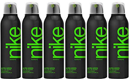 NIKE - Ultra Green Pack de 6 x 200 ml, Desodorante Hombre Spray, Desodorante Antimanchas para Todo Tipo de Piel, 0% Sales de Aluminio, de Larga Duración, Fragancia Amaderada Oriental