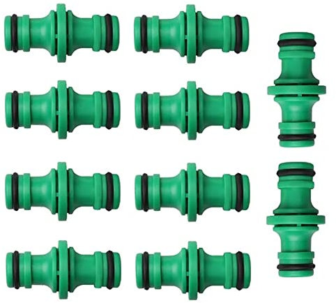 Voarge Confezione da 10 connettori doppi per tubo da giardino, colore verde