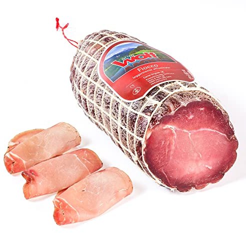 Wolf, Fiocco di Sauris Hergestellt Mit Ausgewähltem Schweinefleisch, Leicht Geräuchert Mit Traditioneller Räuchermethode, Glutenfrei, Halb 1/2 Vakuum, 0,65 Kg (Mind. Nettogewicht Garantiert)