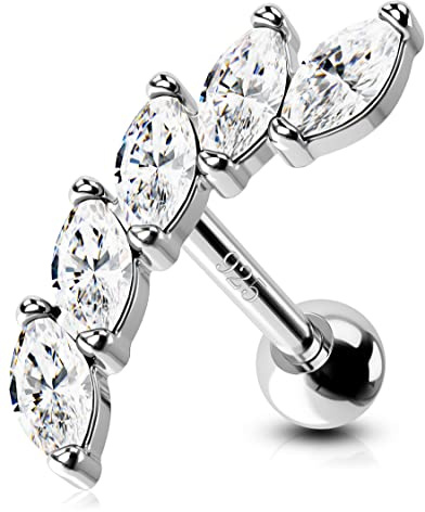 OUFER 16G Ear Piercing Helix Piercing Silver 925 Conch Ring Tragus Cartilage Earring Shiny CZ Sterling Silver Upper Top of Ear Ear Earrings Cartilage Stud Earrings Jewellery