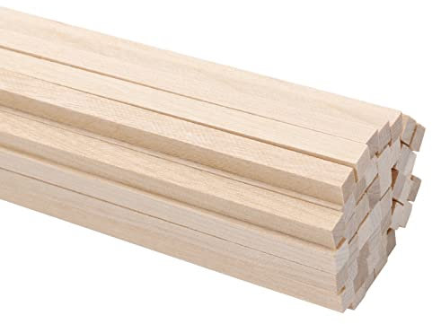 DOITEM 42 Pack Natural Wooden Square Dowel Sticks - 5mm x 30cm/12 Inches - Extra Long Unfinished Strong Wood Lollypop & Craft Stick - Rods for Art, DIY Projects & Woodcraft