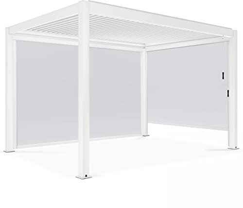 Oviala Pergola bioclimática blanca 3x4m autotransportada con 2 persianas