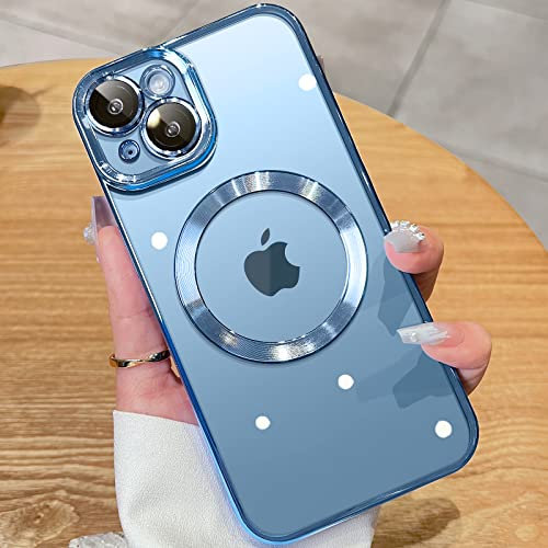 JUESHITUO für iPhone 13 Hülle für MagSafe (Mit Integrierter Kameraschutz) [TOP N52 Starke Magnete] Schutzhülle iPhone 13 für Frauen Mädchen Handyhülle iPhone 13 Case (6,1) - Sierrablau