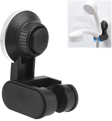 Ssiyiya Support de pommeau de douche à ventouse réglable avec crochet latéral pour salle de bain (noir)