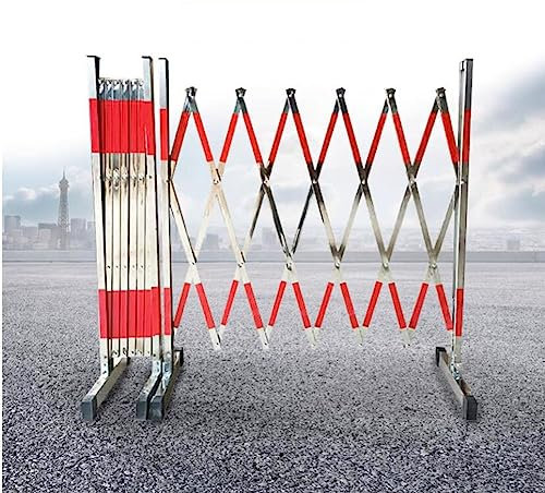 Artiz Mobiler Klappzaun, Teleskopisches Sicherheitstor Aus Edelstahl Flexibles, Ausziehbares Zauntor Industrielle Ausziehbare Metallbarrikade Straßenbauzaun (Farbe : Silver, Größe : 1.2x5m)