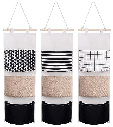 Zocipro 3 Stück Wandorganizer, Hängeaufbewahrung für Wand,Tür,Bad,Camping Regal,Wohnwagen,Hängeorganizer Mit Seil und Stöcken zum Aufhängen,Utensilo Hängend