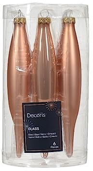Kaemingk Christbaumschmuck Glas15cm 6 Stück Set Eiszapfen Weihnachtskugeln - Prickelndrosa
