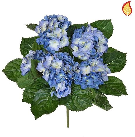 FloristryWarehouse Faux Silk Blue Hydrangea Flower Bush 45cm/18 Inches Tall Fire Retardant