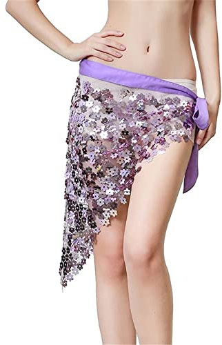 QUNINE Bauchtanzgürtel für Damen, Hüfttuch, Tanz-Hüfttuch, Rock, Wickelgurt, Taille, Bauchtanz-Gürtel, Schal (lila, Einheitsgröße)
