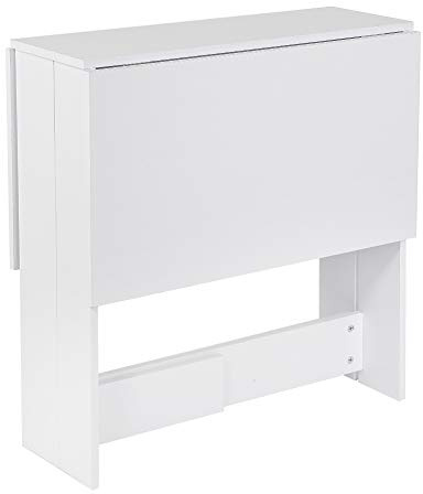 Tavolo da bistrot quadrato pieghevole su ruote con 2 ripiani incorporati, tavolo da bar in altezza regolabile per interni esterni in MDF (103 x 76 x 73,4 cm (bianco))