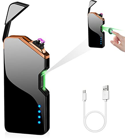 ASANMU Mechero Eléctrico, Regalo Dia del Padre, USB Encendedor Electrico Pantalla Táctil Mechero USB Mechero Electric Indicador de Batería sin Llama a Prueba de Fuego para Hombre Marido Él
