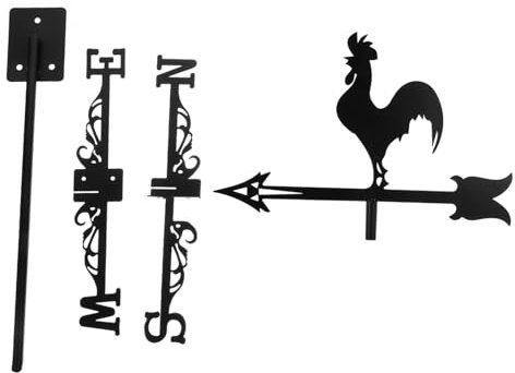 Happyyami Girouette Rétro avec Coq Outil De Mesure Vent pour Jardin Et Décoration Extérieure Facile à Assembler Durable Et Rotative