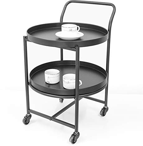 UPGENT Trolley Home Barwagen Getränke Servierwagen Sideboard 2-stufiger Friseurwagen auf Rädern Barwagen für Zuhause, Wohnzimmer – Größe: 63 x 40 x 40 cm