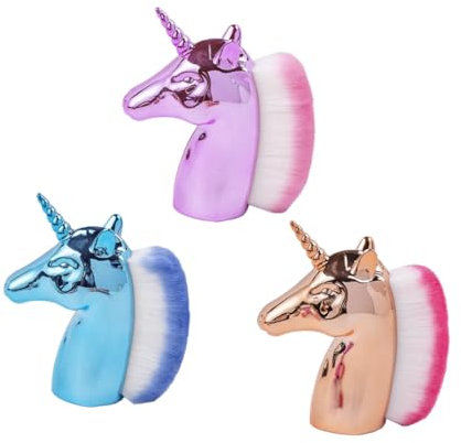 Ipetboom 3pcs Nail Art Cleaning Brush Soft Bristle Nail Cleaner for Dust Removal Unicorn Design for Manicure Supplies