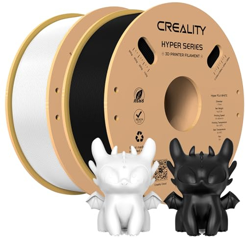 Creality Official Hyper PLA Filament Schwarz+Weiß 2KG, 3D Drucker Filament für Hochgeschwindigkeitsdruck, langlebig und widerstandsfähig, glatt, Überhang Leistung Maßgenauigkeit +/-0.03mm, 2 Rollen