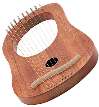 fUfIzU 10-Saitige Schoßharfe Aus Holz, Kleine Lyra-Harfe, Einfache Lyra-Harfe, Orchestermusikinstrument, Musikinstrumentenzubehör, Korpus, Lyra-Harfe, Zither, Holzschlüssel
