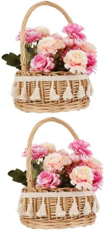 PRETYZOOM 2stücke Blumenkorb Mit Kunstblumen Für Hochzeitsdekoration Für Fotorequisiten Romantische Anlässe Und Innen Sowie Außendekoration Realistische Mit Langlebigen Materialien