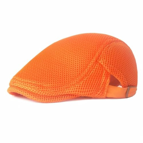 Plancholo Herren Mesh Flat Cap Newsboy Barett Cap Sommer Cabbie Driving Hat Newsboy Hat, Orange, Einheitsgröße