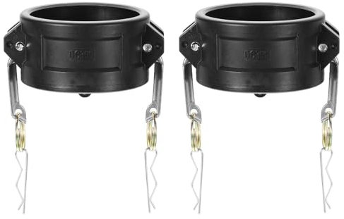 PATIKIL Poly Cam Lock Fittings, 2 Stück 3 Teil DC Staubkappe Cam Groove Schlaucharmaturen Polypropylen Cam Lock Fittings, Schwarz