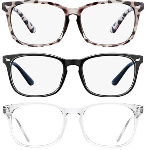 JNGTKL Blue Light Glasses Womens, 3 Pcs Blue Light Glasses, Beautiful and Stylish Blue Light Blocking Glasses, Computer Glasses Suitable for Women to Decorate Themselves and Prevent Blue Light