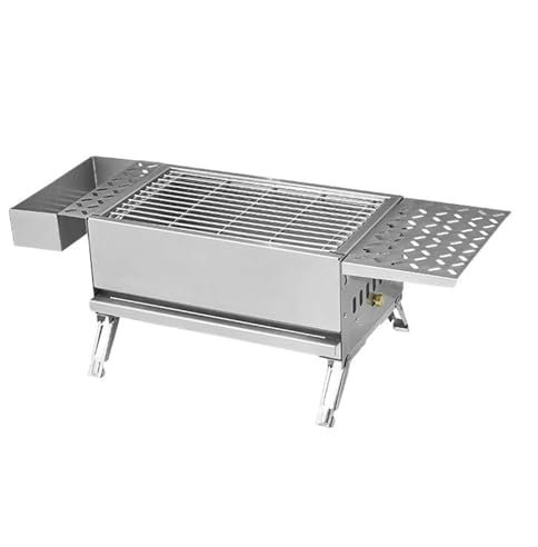 Réchaud à barbecue portable Petit gril à charbon de bois en acier inoxydable avec grille, barbecue de table, balcon, cour, steak, poulet, viande, camping, fête, barbecue, fumoir Réchaud de camping