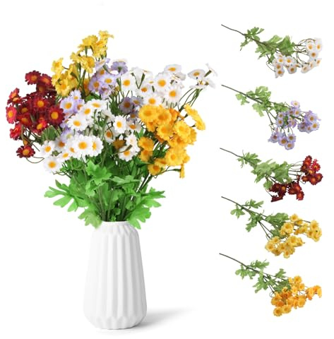 OMIGA 6 Bündel Plastikblumen Kunstblumen Wie Echt Kunstblumenstrauß | Heim Dekor Faux Kunststoff UV-Beständige Blumen für Gräber und Garten